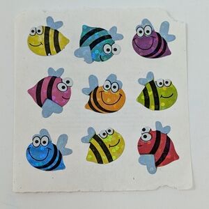 Sandylion Sticker Sheet Happy Bees Foil Vintage